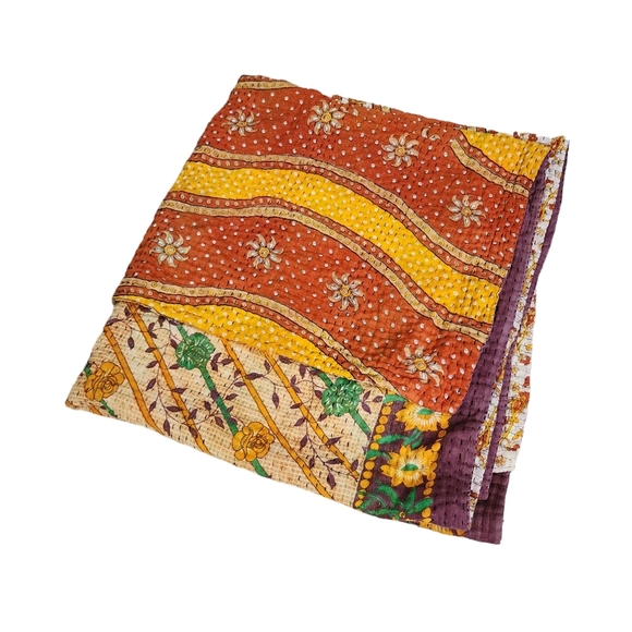 Accessories - VINTAGE quilted textured ultra soft fabric Saree 36‎ x 78